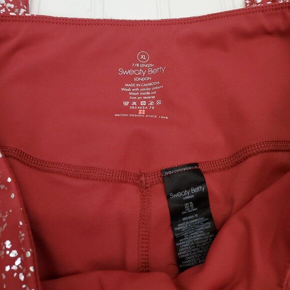 Sweaty Betty Goddess 7/8 Workout Leggings Red Terrazzo Foil Print - Picture 8 of 8